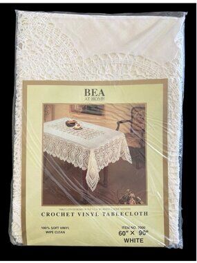 VTG Crocheted Lace Tablecloth Cottage Core Grandmacore Rectangle New 60 x 90